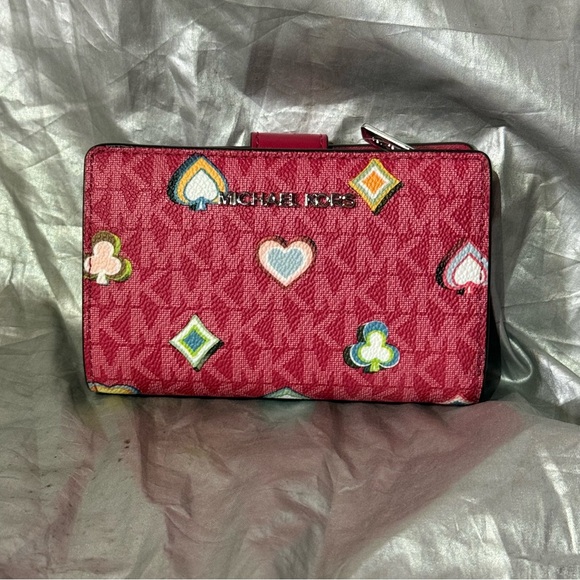 NWT Michael Kors Vibrant Pink Wallet with Multicolor Patterns - Picture 1 of 6